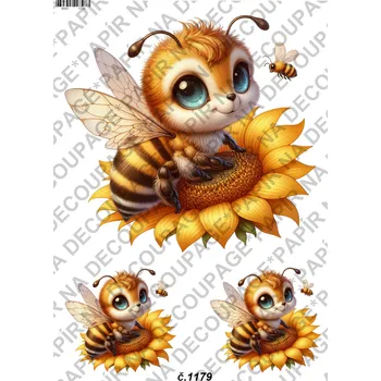 Umělecký papír Rýžový a soft papír na decoupage - Včelička - KB01179 Materiál: Soft, Rozměr: A4