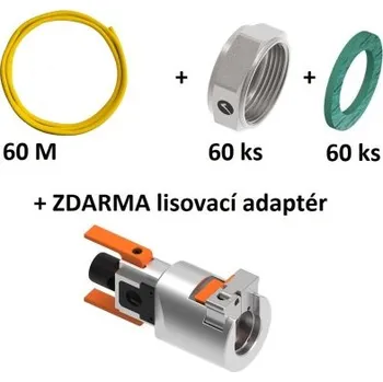 Merabell GAS PROFI nerezová trubka DN15, 60m + 60ks matice DN15 + 60ks ploché těsnění DN15 + ZDARMA lisovací adaptér TYP 3