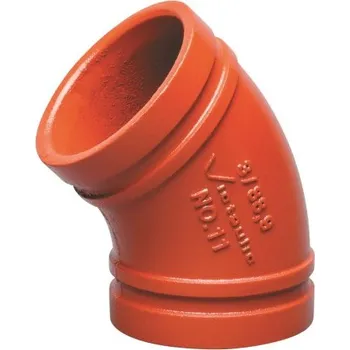 Vodovodní potrubí Victaulic Style 11 koleno 45°, 76,1mm, drážková, litina, oranžová lakovaná