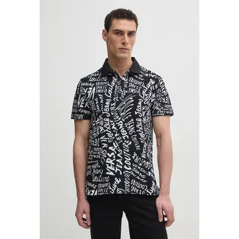 Pánské tričko Bavlněné polo tričko Versace Jeans Couture černá barva, s potiskem, 78GAG6R0 JS459 78GAG6R0.JS459 99A, vel. M