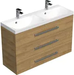 Swiss aqua technologies Koupelnová skříňka s chromovými úchyty a umyvadlem SAT Cube Way 120x76,5x40 cm dub Hickory mat CUBE21203DH