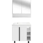 Naturel Koupelnová sestava s umyvadlem a zrcadlovou skříňkou Lucca 79x70x45 cm bílá lesk LUCCASET80W