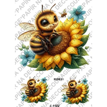 Umělecký papír Rýžový a soft papír na decoupage - Včelička - KB01182 Materiál: Soft, Rozměr: A4