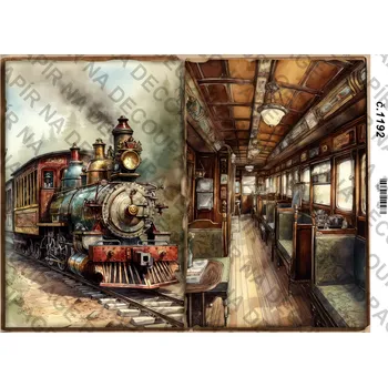 Umělecký papír Rýžový a soft papír na decoupage - Vlak retro - KB01192 Materiál: Soft, Rozměr: A4