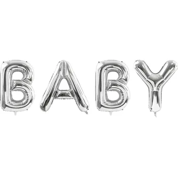 Balónek Stříbrný fóliový balón BABY 262x86 cm – dekorace na oslavu narození