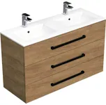 Swiss aqua technologies Koupelnová skříňka s černou úchytkou a umyvadlem SAT Cube Way 120x71x46 cm dub Hickory mat CUBE46C1203DHMOD