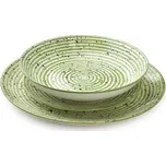 STRIPES GREEN Komplet obiadowy 18cz.27/19/20cm miska 550ml