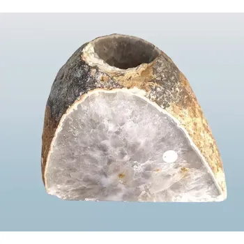 Svícen Achátový svícen na čajovou svíčku natur – přírodní síla achátu pro esoteriku (maličko odštípnutý)