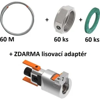 Merabell CLASSIC trubka DN20, 60m + 60ks matice DN20 + 60ks ploché těsnění DN20 + ZDARMA lisovací adaptér TYP 1