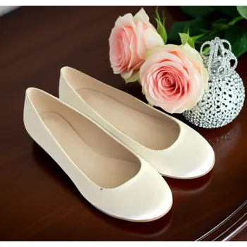 Dámské lodičky Saténové svatební balerínky - ivory Velikost: 34, Barva podrážky: bílá