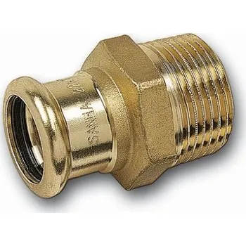 rozdělovač topení Sanha PURAPRESS 8243G přechodová vsuvka 22x1", s koncem na vnitřní lisování a s vnějším závitem, voda, bronz