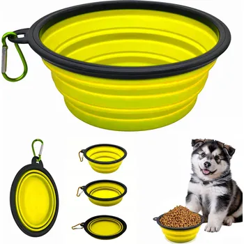 Miska pro psa Skládací (cestovní) silikonová láhev Tojato žlutá 1 l