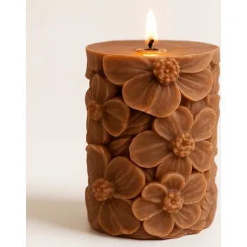 Svíčka Vonná svíčka Sloup z květin | 205 g | Svíčkománie3D | Barva: Hnědá