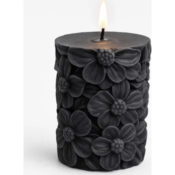Svíčka Vonná svíčka Sloup z květin | 205 g | Svíčkománie3D | Barva: Černá