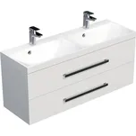 Swiss aqua technologies Koupelnová skříňka s dvojumyvadlem SAT Cube Way 120x40 cm bílá lesk CUBE2120ZBL