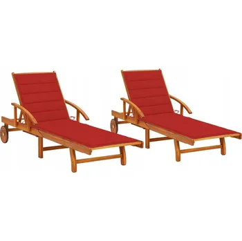 Zahradní lehátko VidaXL Červené dřevěné Lehátko