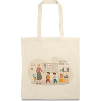 Gravírování Plátěná taška „Nejlepší paní učitelka“ – s výběrem barvy vlasů