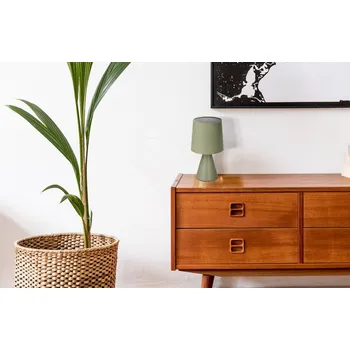 Lampička Stolní lampa SATTI šedozelená keramická se stínidlem E14 1x40W elegantní dekorativní do obývacího pokoje, ložnice, pracovny, klasický styl