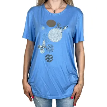 Dámská halenka Hebe Dámská modrá halenka s krátkým rukávem BARBARA Barva: Modrá, Velikost: S