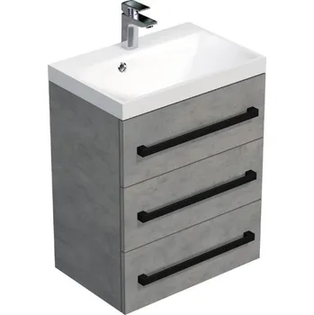 Ložnice Swiss aqua technologies Koupelnová skříňka s černou úchytkou a umyvadlem SAT Cube Way 60x76,5x40 cm beton mat CUBE2C603BE