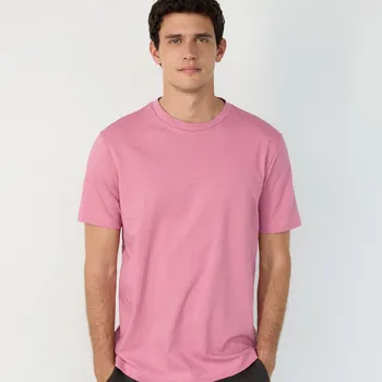 Reserved - Tričko regular fit se lnem - pudrově růžová - 393BK-39X - 393BK-39X-L