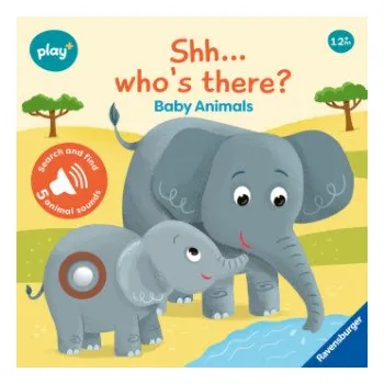 První čtění Ravensburger Play+ Shh... Who's there? Baby Animals (My First Seek and Find Sound Book), Baby book 12+ months – Dynamo Limited (EN)