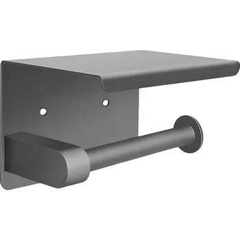 Držák toaletního papíru nástěnný do koupelny s poličkou Ocel Matná šedá