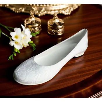 Dámské lodičky Svatební balerínky s krajkou - ivory Velikost obuvi: 34