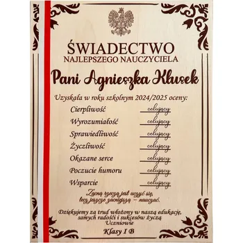 Vrták DÁREK PRO UČITELE VYSVĚDČENÍ NA KONEC ŠKOLNÍHO ROKU S GRAVÍROVÁNÍM