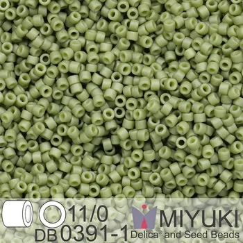 Korálek Korálky Miyuki Delica 11/0. Barva Matte Opaque Olive Luster DB0391-1. Balení 5g.