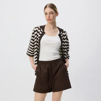 Dámské kraťasy Reserved - Bavlněné šortky - tmavě hnědá - 484FM-89X - 484FM-89X-XS