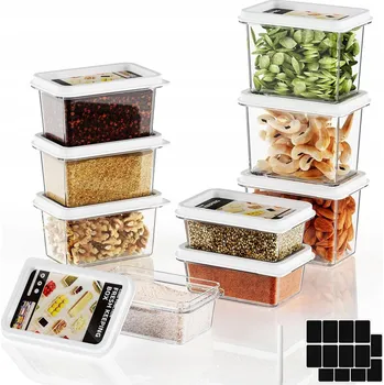 Dóza na potraviny Miniaturní dózy na potraviny, svačinové boxy s kartičkami na popis, 9 ks