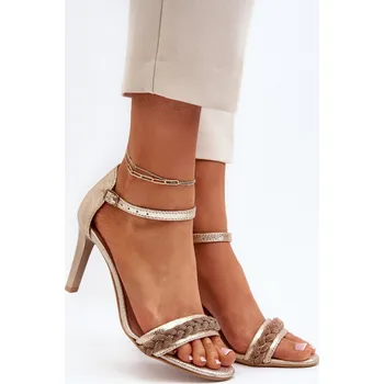 Dámské sandále Elegantní kožené sandály s jehlovým podpatkem a zirkony Step in style, 41 i240_194688_2:41