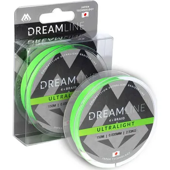 Mikado Pletená Šňůra Dreamline Ultralight Fluo Zelená 150m Délka: 150m, Nosnost: 18,32kg, Průměr: 0,18mm