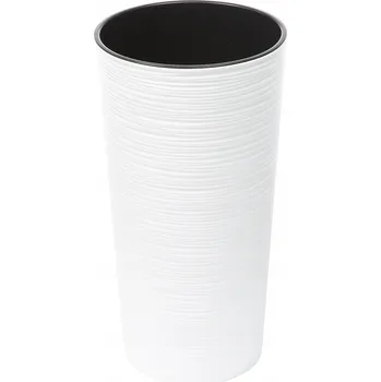 Květináč Květináč plast bílý Lamela 25 cm x 25 cm x 46,5 cm