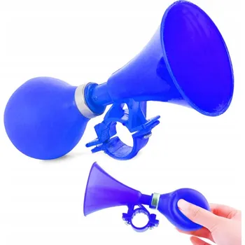 Zvonek na kolo Klakson pískací hračka 15 cm modrá plastová trubka pro dětské kolo