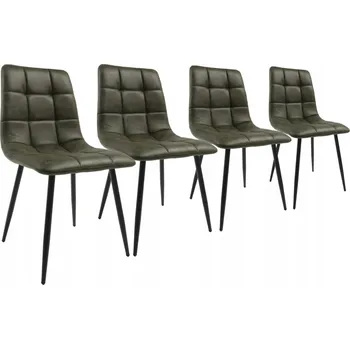 Jídelní židle 4 ZELENÉ ČALOUNĚNÉ ŽIDLE MODERNÍ LOFT JÍDELNÍ ŽIDLE ČERNÉ NOHY