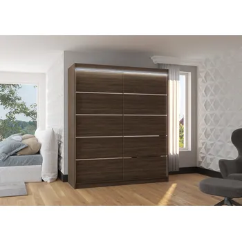 Šatní skříň ADRK Šatní skříň posuvná s LED osvětlením SPECTRA CH 180 L, choco