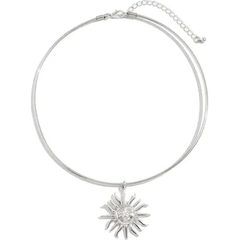 Náhrdelník B-TOP Dámský kruhový náhrdelník s přívěskem slunce Druh barvy: Stříbrná