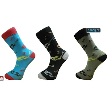 Pánské ponožky DESIGNOVÉ pánské ponožky "KYTARA" 45-47 Zelená