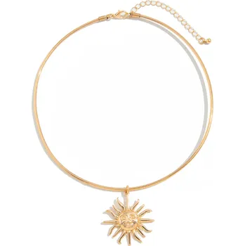 Náhrdelník B-TOP Dámský kruhový náhrdelník s přívěskem slunce Druh barvy: Zlatá