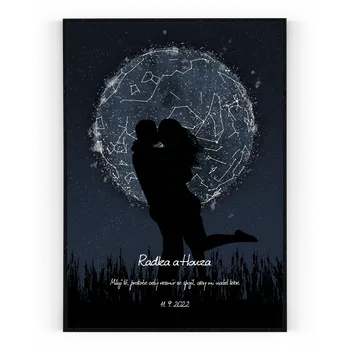 Plakát Hvězdná mapa A4 - 21 x 29,7 cm Pololesklý saténový papír