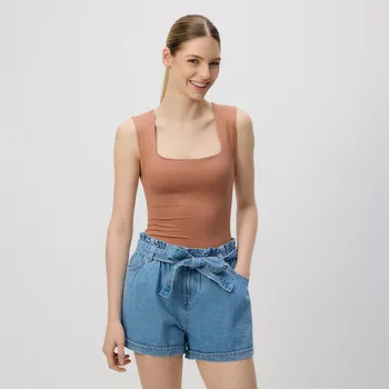 Reserved - Džínové paperbag šortky s páskem - modrá - 9313H-50J - 9313H-50J-44