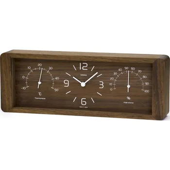 Budík Lemnos, Hodiny s teploměrem a vlhkoměrem Yokan ořech - Formadore
