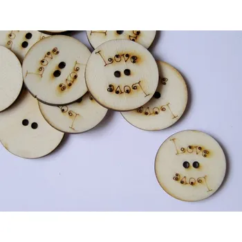 Knoflík Dřevěný knoflík výřez - kulatý "love"