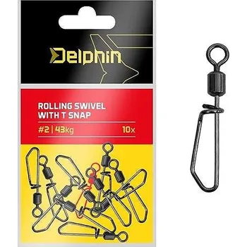 Delphin Rolling swivel with T snap Velikost 10, 14 kg 2 × 10 ks