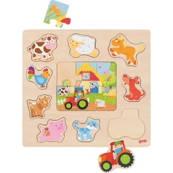 Puzzle Dřevěná vkládačka + Puzzle Zvířátka z farmy