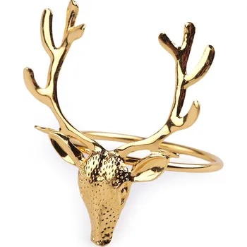 Vánoční dekorace Kovový kroužek na ubrousek vánoční jelen Varianta: 2 zlatá, Balení: 1 ks