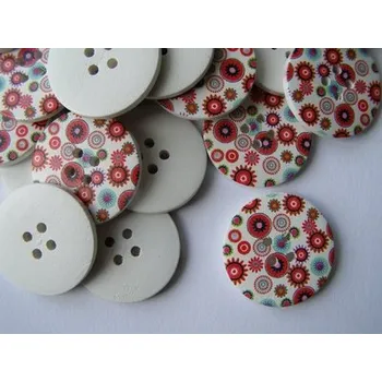 Knoflík Dřevěný knoflík lakovaný květy