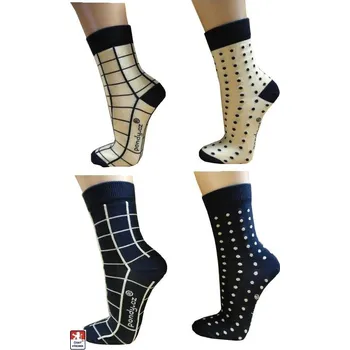 Dámské ponožky Doprodej PONDY.CZ dámské ponožky V28 TEČKY, KOSTKY 37-38 Modrá